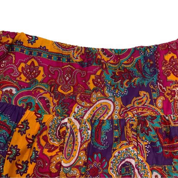 Ralph Lauren Pink Orange Paisley Print Peasant Midi Skirt Large Colorful Boho - Picture 2 of 7